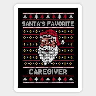 Santa's Favorite Caregiver // Funny Ugly Christmas Sweater // Caregiver Holiday Xmas Sticker